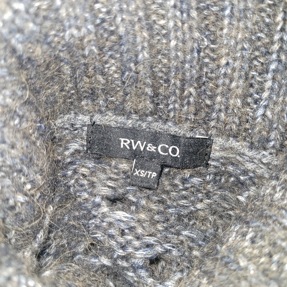 RW&CO Gray Eyelet Knit Alpaca Wool Blend Turtleneck Sweater Size XS - Picture 6 of 6